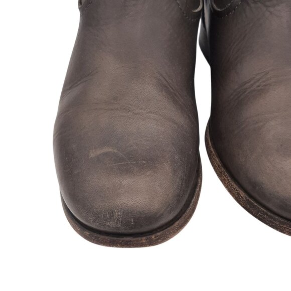 Frye Cara Gray Leather Mid Calf Roper Boots SZ 9 - Picture 4 of 16